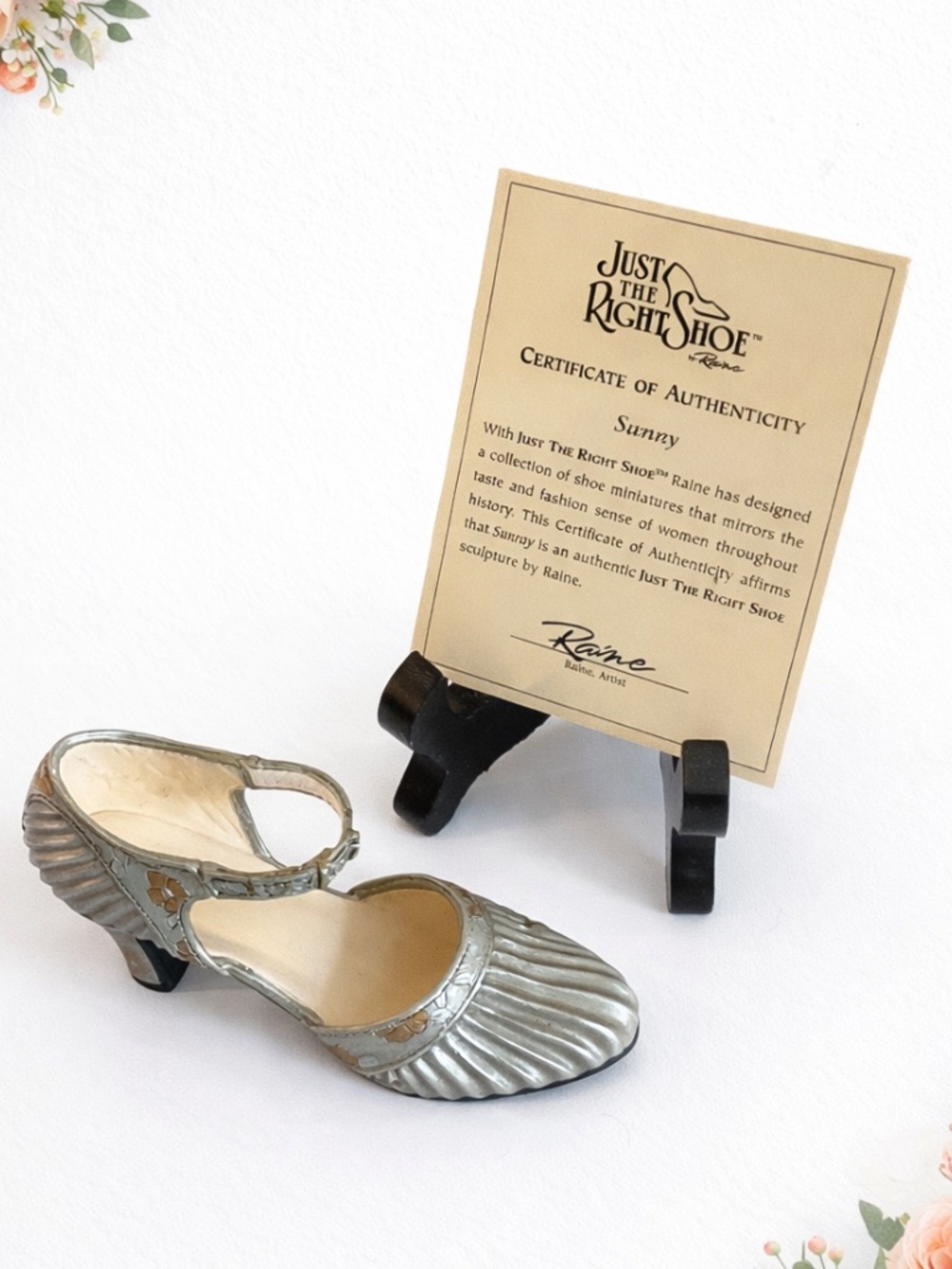 Just the Right Shoe “Sunray” by Raine Silver Miniature Shoe Sculpture W/COA 1999 - Picture 9 of 10